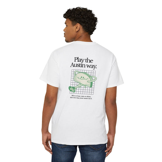 Pickleball T-shirt - "Play the Austin Way Signature Pocket Tee" - Unisex