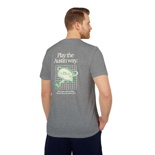 Pickleball Shirt w/SPF 50 Sun Protection - Signature T-shirt "Play the Austin Way"